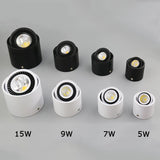 Dimmable Surface Mounted LED COB Downlight White/Black AC85-265V 360 Degree Rotating LED Spot Light 5W 7W 9W 15W Ceiling lamp