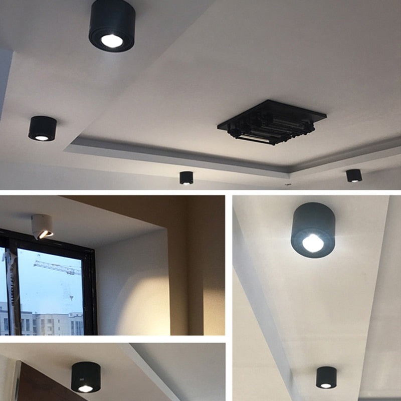 Dimmable Surface Mounted LED COB Downlight White/Black AC85-265V 360 Degree Rotating LED Spot Light 5W 7W 9W 15W Ceiling lamp