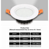 LED 12V 24V downlight 5w 7w 12w 18w 24w anti-fog and anti-glare recessed ceiling light