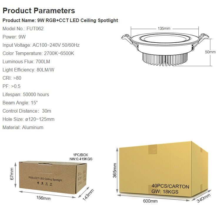 Miboxer 6W 9W 12W 15W 18W 25W RGB+CCT LED Downlight Ceiling Spotlight FUT060 FUT061 FUT062 FUT063 FUT064 FUT065 FUT066 FUT068 Spotlight