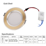 Gold Silver LED Ceiling Downlight Spot light Recessed Cabinet 3W 5W 7W Pure White Warm White More Safty