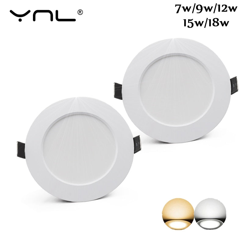 LED Downlight 7W 9W 12W 15W 18W 21W Round Recessed Lamp AC 220V Down Light 240V Home Decor Bedroom Kitchen Indoor Spot Lighting
