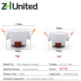 LED Smart Downlight Control Round Spotlight Intelligent Lamps Tuya 8pcs 5W/7W Smart light APP WiFi Ceiling RGB Warm Cold light