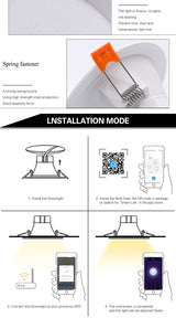 LED Smart Downlight Control Round Spotlight Intelligent Lamps Tuya 8pcs 5W/7W Smart light APP WiFi Ceiling RGB Warm Cold light