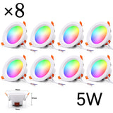 LED Smart Downlight Control Round Spotlight Intelligent Lamps Tuya 8pcs 5W/7W Smart light APP WiFi Ceiling RGB Warm Cold light