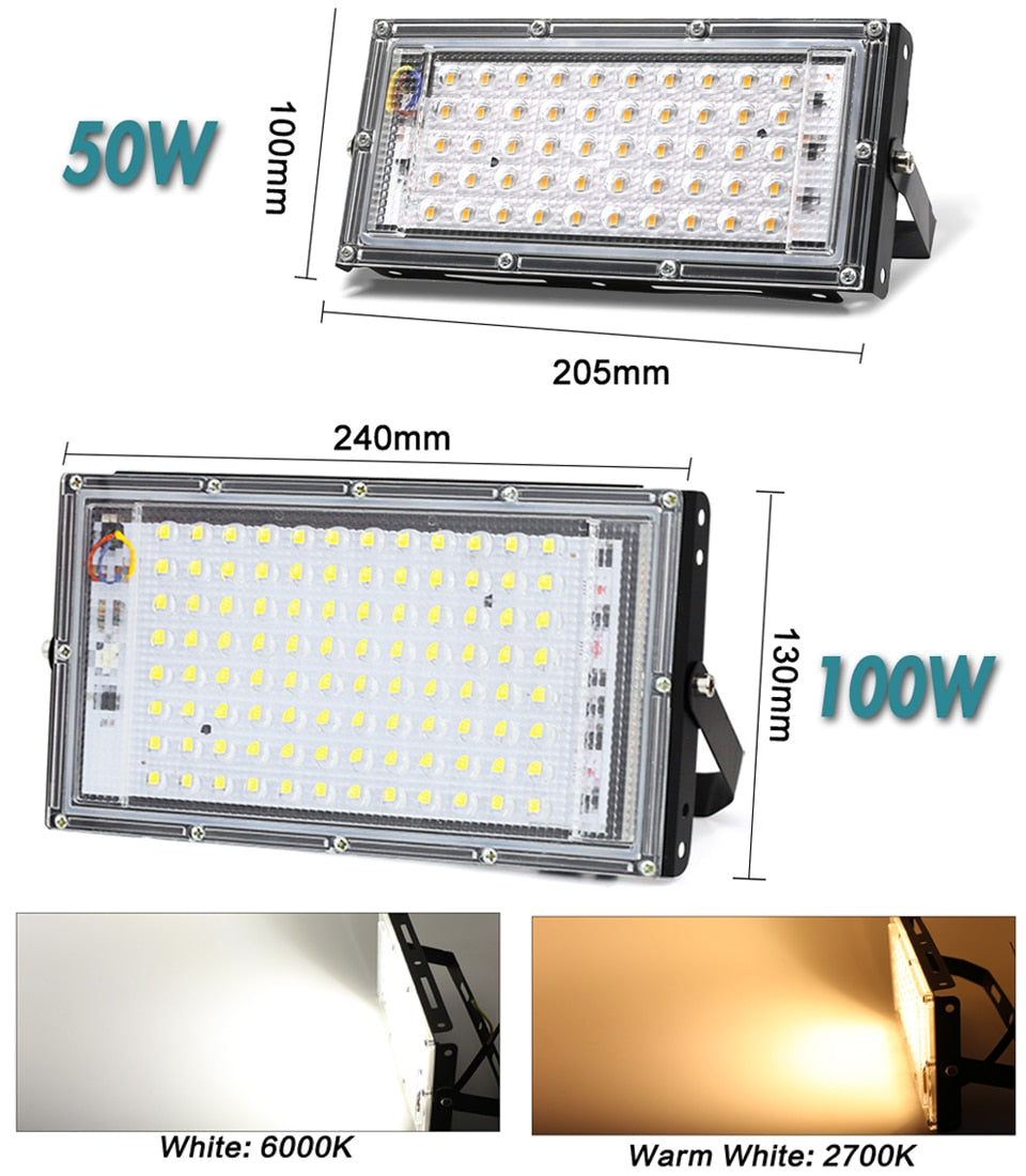 Focos LED Spotlight 50W 100W AC 220V Refletor LED Spot Flood Light Garden Lighting Floodlight Outdoor Kitchen Street Lighting