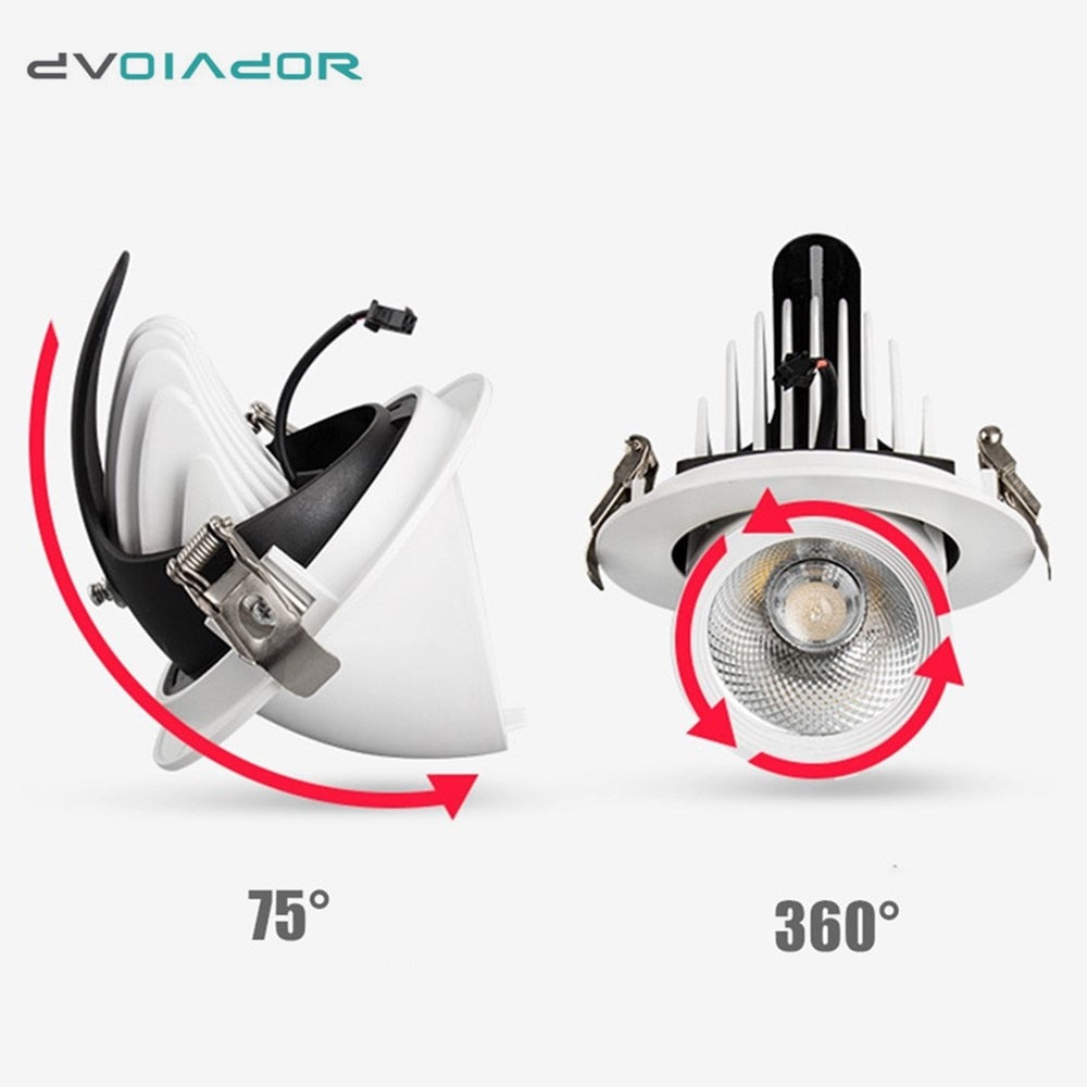 Dimmable LED Spotlight Ceiling 7W 15W 20W Adjustable 360 degrees Spot light for indoor Foyer,Living Room Recessed COB Down light