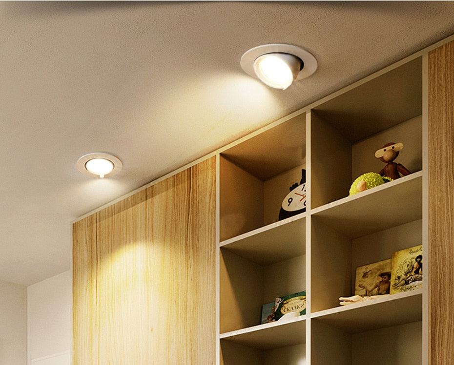 Dimmable LED Spotlight Ceiling 7W 15W 20W Adjustable 360 degrees Spot light for indoor Foyer,Living Room Recessed COB Down light