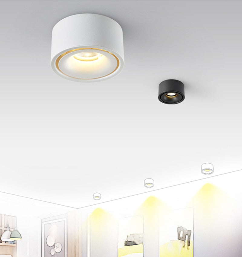 Ultra-Thin Round Surface Mounted COB LED Downlights 7W/10W/12W LED Ceiling Spot Lights AC110~240V LED Background Lamps Lighting