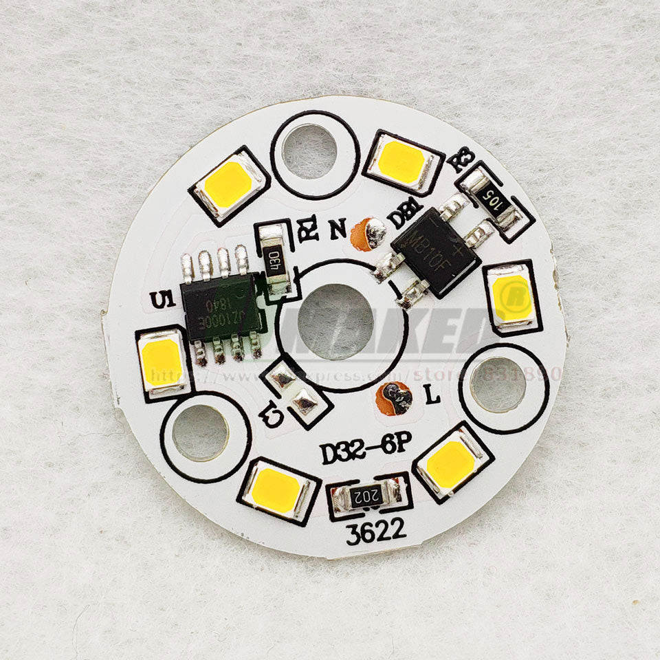 AC220V LED Module 3W 5W 32mm 100lm/W Downlight PCB Aluminum plate White/Warm SMD2835 Smart IC Driver For Downlight Ceiling Lamps