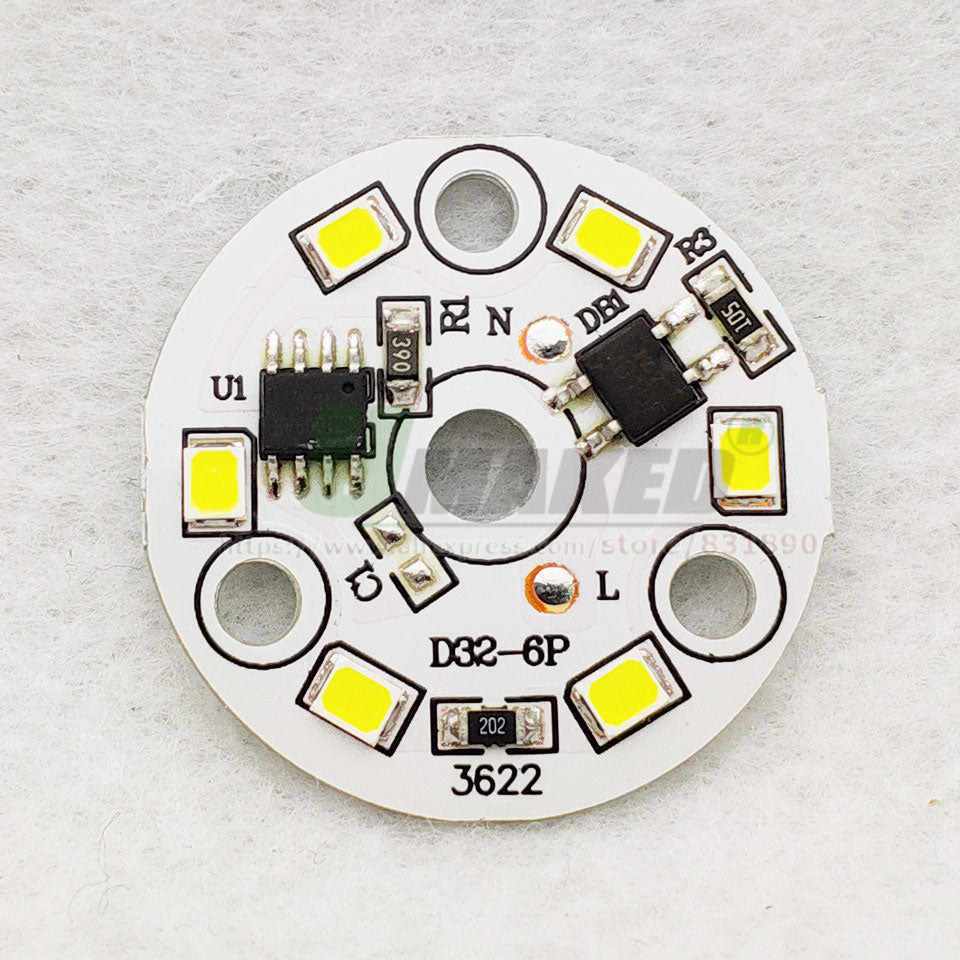 AC220V LED Module 3W 5W 32mm 100lm/W Downlight PCB Aluminum plate White/Warm SMD2835 Smart IC Driver For Downlight Ceiling Lamps