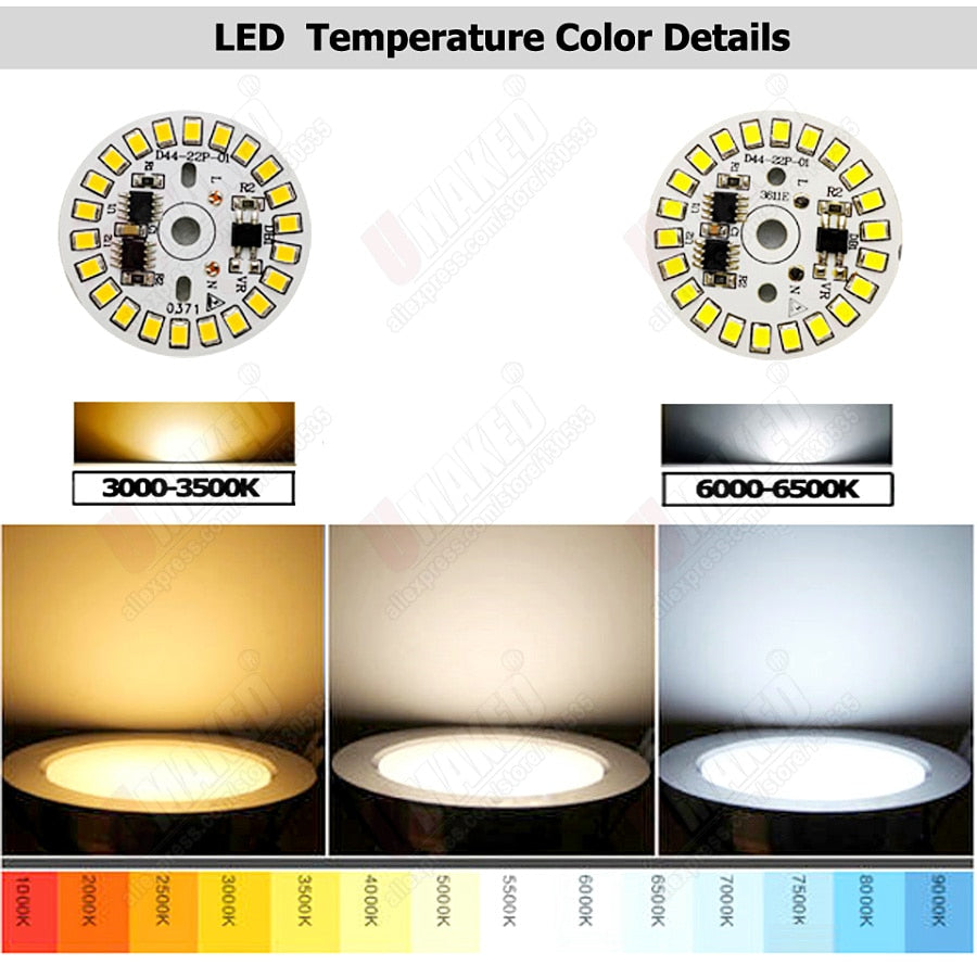 Led downlight, 3W 5W 7W 9W 12W 15W 18W AC 220V Driverless led pcb with smd integrated IC driver for downlight direct ac220v