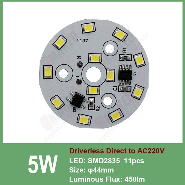 Led downlight, 3W 5W 7W 9W 12W 15W 18W AC 220V Driverless led pcb with smd integrated IC driver for downlight direct ac220v
