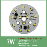 Led downlight, 3W 5W 7W 9W 12W 15W 18W AC 220V Driverless led pcb with smd integrated IC driver for downlight direct ac220v