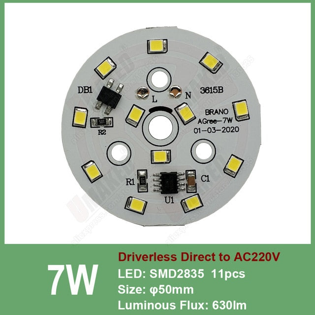 Led downlight, 3W 5W 7W 9W 12W 15W 18W AC 220V Driverless led pcb with smd integrated IC driver for downlight direct ac220v