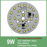 Led downlight, 3W 5W 7W 9W 12W 15W 18W AC 220V Driverless led pcb with smd integrated IC driver for downlight direct ac220v