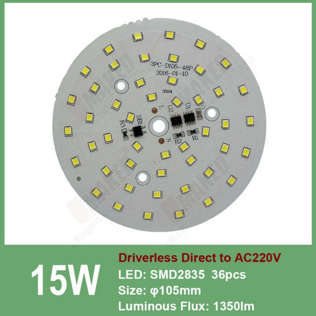 Led downlight, 3W 5W 7W 9W 12W 15W 18W AC 220V Driverless led pcb with smd integrated IC driver for downlight direct ac220v