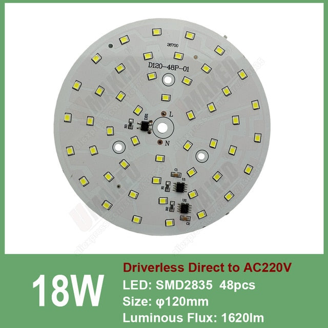 Led downlight, 3W 5W 7W 9W 12W 15W 18W AC 220V Driverless led pcb with smd integrated IC driver for downlight direct ac220v