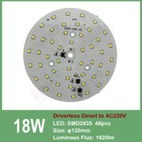 Led downlight, 3W 5W 7W 9W 12W 15W 18W AC 220V Driverless led pcb with smd integrated IC driver for downlight direct ac220v