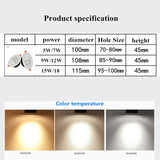 Dimmable LED ceiling downlight COB  5W 7W 9W 12W 15W 18W clothing store engineering embedded home lighting