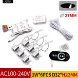 Spot 6 pcs/set Window frame Showcase Bar counter 110-220V Small spotlight 1W Embedded Built-in LED Cut hole 25mm Mini downlight