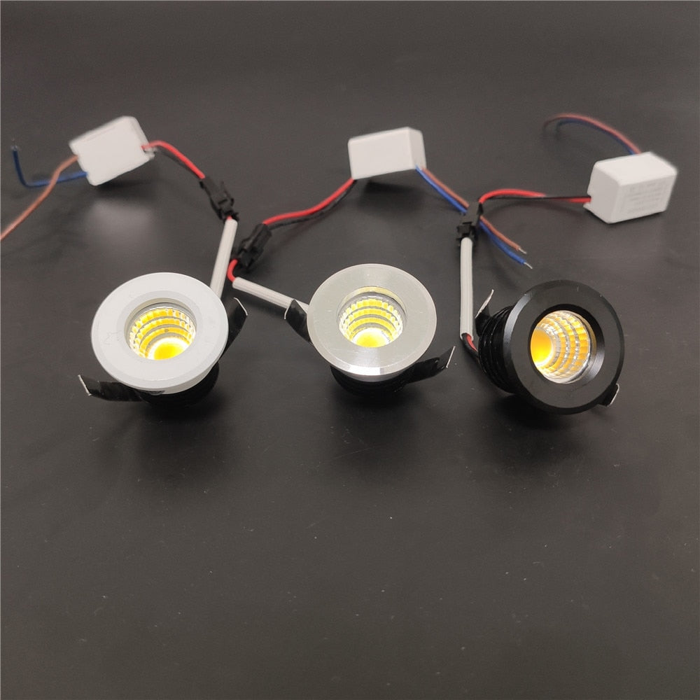 LED Spot Light Hole 30mm 110V 220V 3W Cob Dimmable White/Black/Silver MiNi downlight Recessed For Cabinet Gypsophila Display