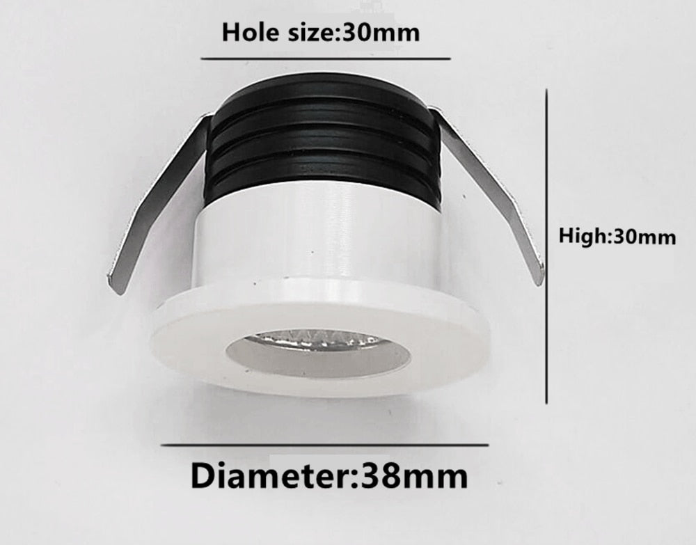 LED Spot Light Hole 30mm 110V 220V 3W Cob Dimmable White/Black/Silver MiNi downlight Recessed For Cabinet Gypsophila Display
