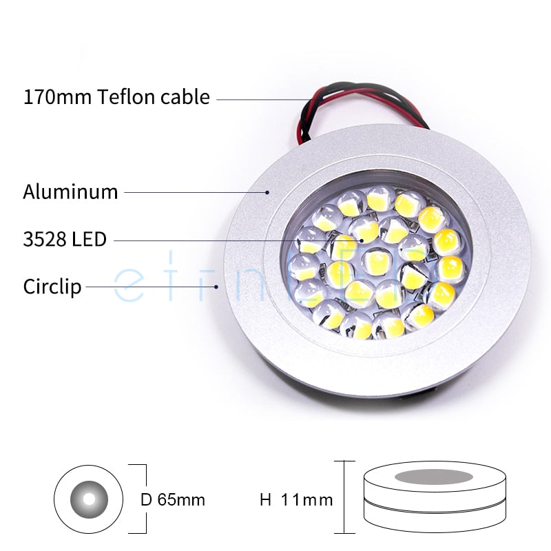 etrnLED Ceiling Led Spot Light Round Mini Focus 12V 1.5W Ultra Thin Dimmable Built In Lamps Downlight for Indoor House Showcase