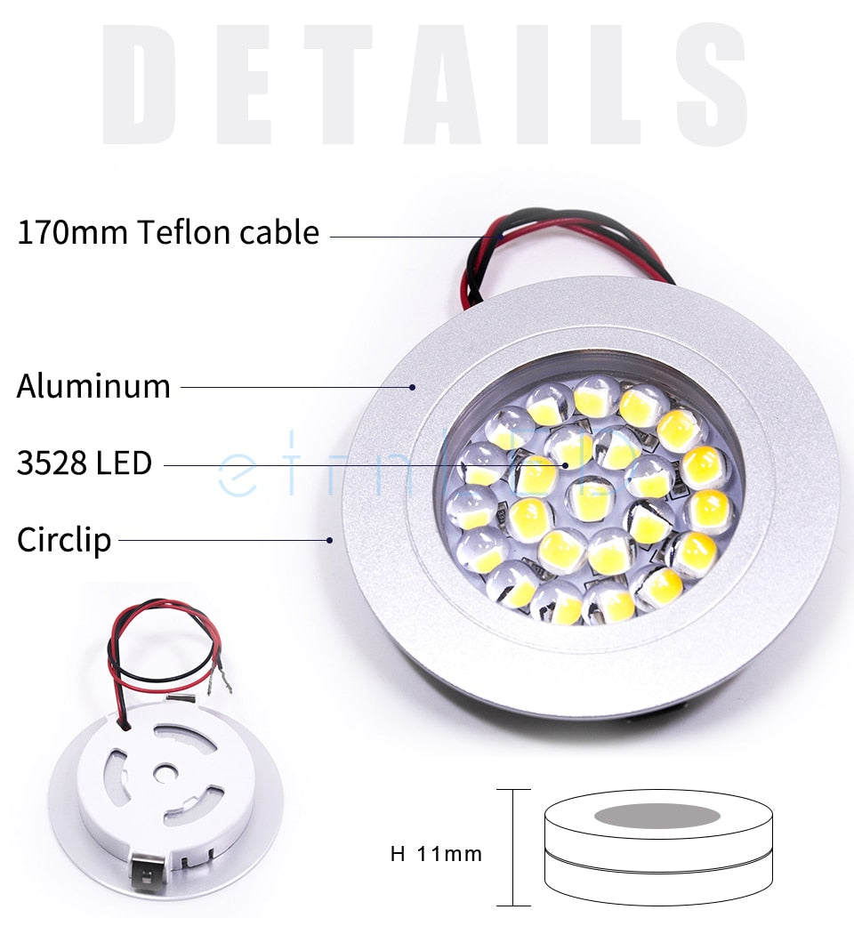etrnLED Ceiling Led Spot Light Round Mini Focus 12V 1.5W Ultra Thin Dimmable Built In Lamps Downlight for Indoor House Showcase