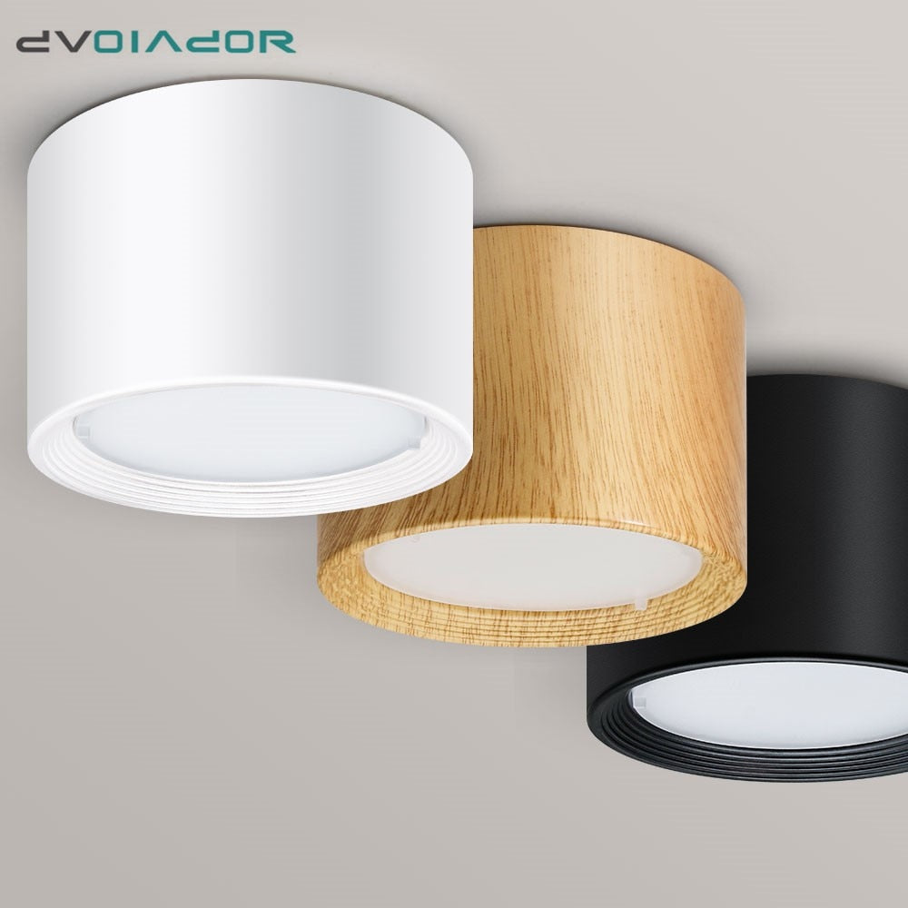 Dimmable Downlight Surface Mounted Led Downlight Wood Color Spot Led 5W 12W Indoor Ceiling Lamp For Living Room Bedroom Corridor