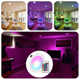 Dimmable 15W LEDs Recessed Lighting Downlight with IR Remote Control 16 Color & 4 Flashing Modes RGBW Floodlight Ceiling Light