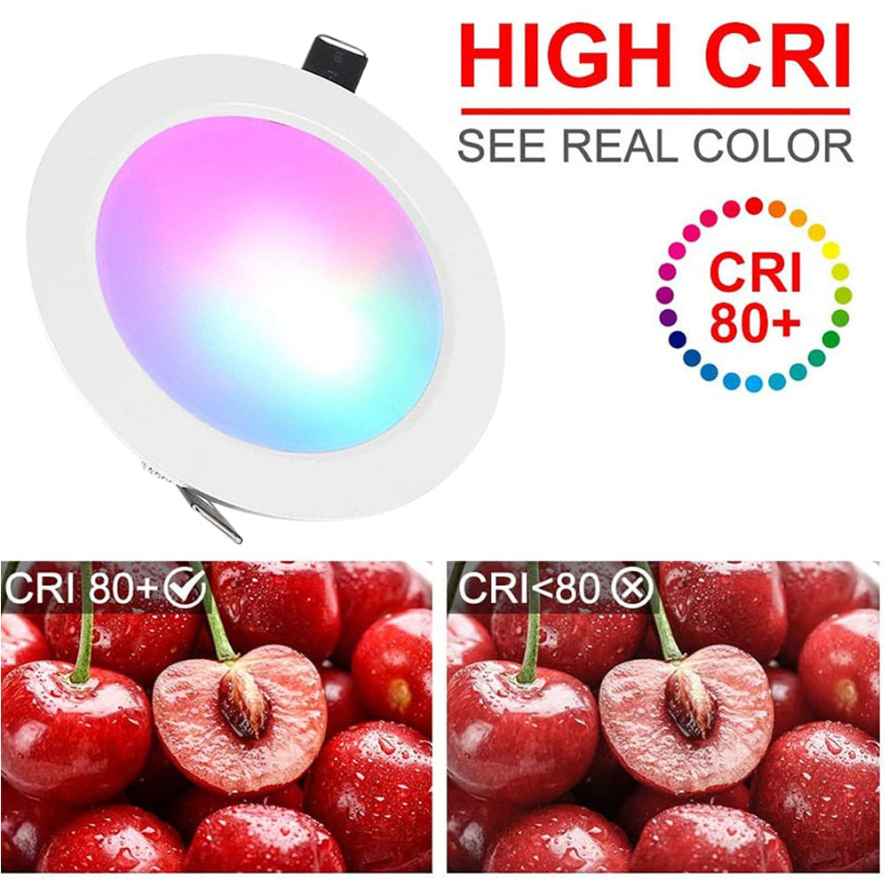 Dimmable 15W LEDs Recessed Lighting Downlight with IR Remote Control 16 Color &amp; 4 Flashing Modes RGBW Floodlight Ceiling Light