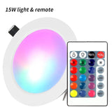 Dimmable 15W LEDs Recessed Lighting Downlight with IR Remote Control 16 Color & 4 Flashing Modes RGBW Floodlight Ceiling Light