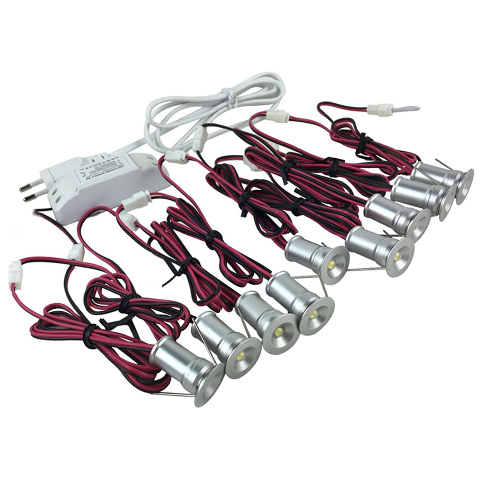 1W Mini Led Ceiling Downlight 15mm Cutout Recessed Spotlight 120D AC85-277V Driver Indoor Cabinet Lighting Small Spot 9pcs/set