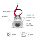 etrnLED 3W 4W Mini Led Spotlight Downlight 12V 24V Jewelry Display Ceiling Recessed Cabinet Spot Lamp with Driver Wire Connector