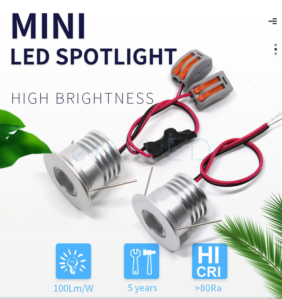 etrnLED 3W 4W Mini Led Spotlight Downlight 12V 24V Jewelry Display Ceiling Recessed Cabinet Spot Lamp with Driver Wire Connector