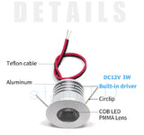 etrnLED 3W 4W Mini Led Spotlight Downlight 12V 24V Jewelry Display Ceiling Recessed Cabinet Spot Lamp with Driver Wire Connector