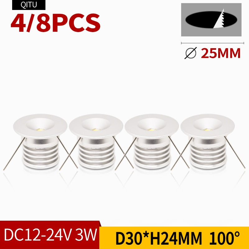 Spot Miniature small spotlight LED ceiling embedded 12-24V shop window display 3W hidden mini downlight