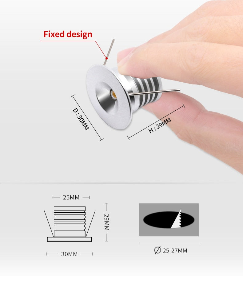 Spot Miniature small spotlight LED ceiling embedded 12-24V shop window display 3W hidden mini downlight