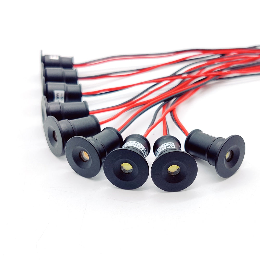 Small Spot LED Spotlight Dimmable 1W 12V 18pcs Downlight Ceiling Lamp Stair Canopy Spot Cabinet Lights 15mm Cutout IP65