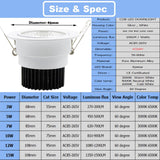 LED Recessed Downlight 4pcs 3W 5W 7W 10W 12W 15W Spot LED DownLights Dimmable AC85-265V 220V 110V LED Spot Recessed Downlight