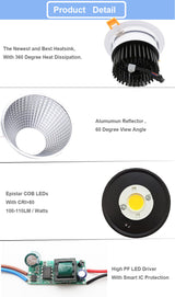 LED Recessed Downlight 4pcs 3W 5W 7W 10W 12W 15W Spot LED DownLights Dimmable AC85-265V 220V 110V LED Spot Recessed Downlight