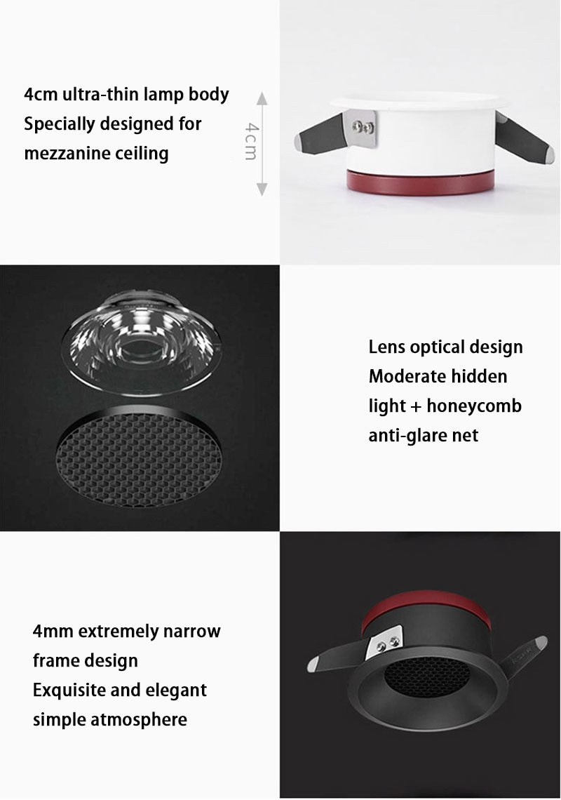 Dimmable LED Anti Glare Recessed Spotlight 5W/7W/9W/12W/15W/18W Honeycomb COB LED Ceiling Lamp Downlight for Indoor lighting