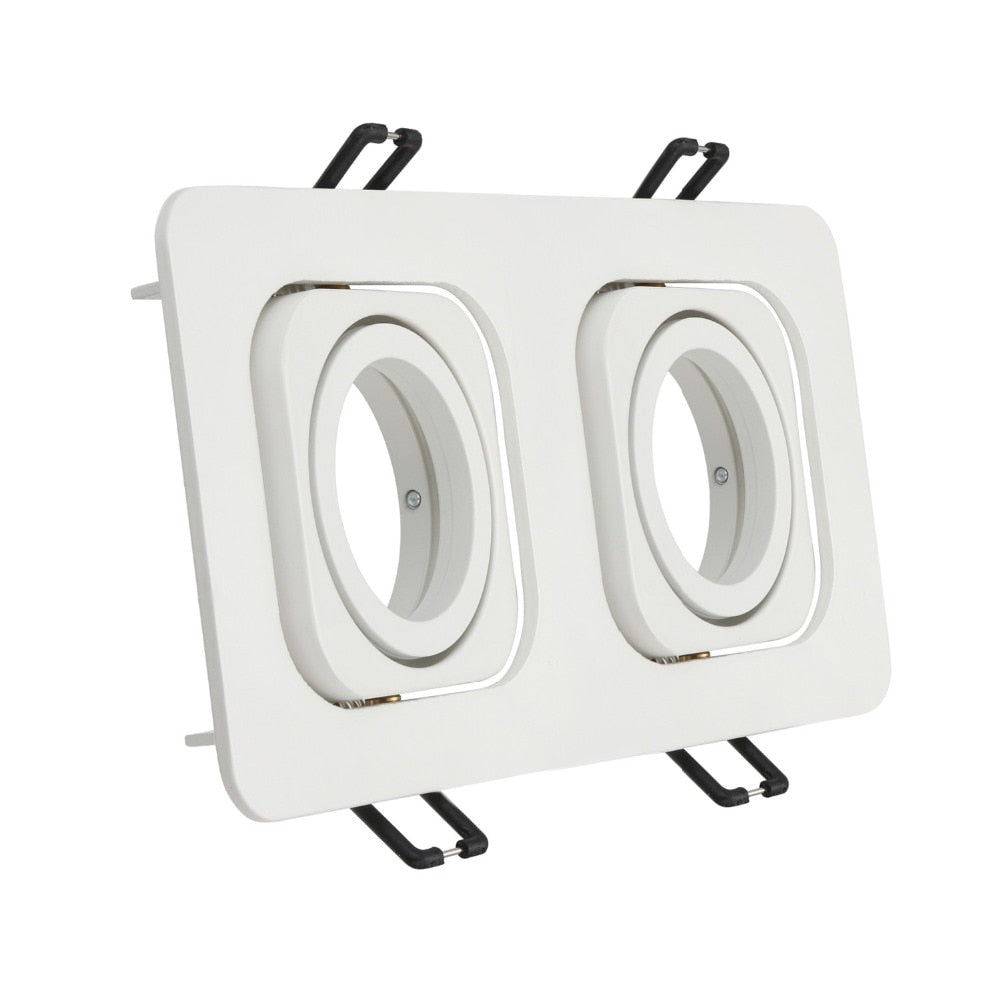 Square Adjustable White LED Recessed Spotlight Down Light Fitting For MR16 GU10 Bulb Fixture Downlight Holder Dual Ceiling Frame