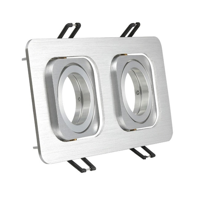 Square Adjustable White LED Recessed Spotlight Down Light Fitting For MR16 GU10 Bulb Fixture Downlight Holder Dual Ceiling Frame
