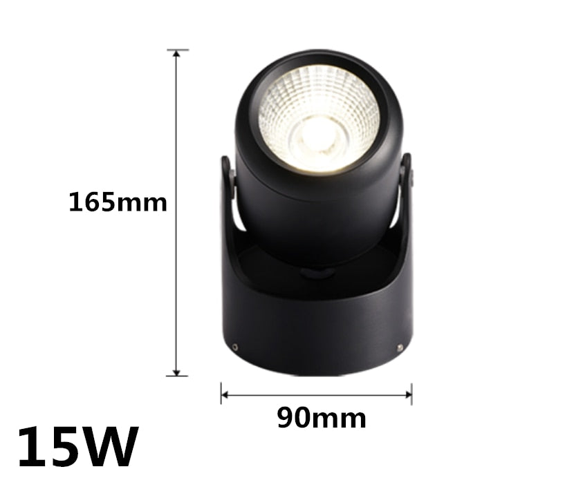 Dimmable high quality rotating LED downlight surface mounted adjustment COB ac85-265V 10W 15W LED ceiling light spotlight