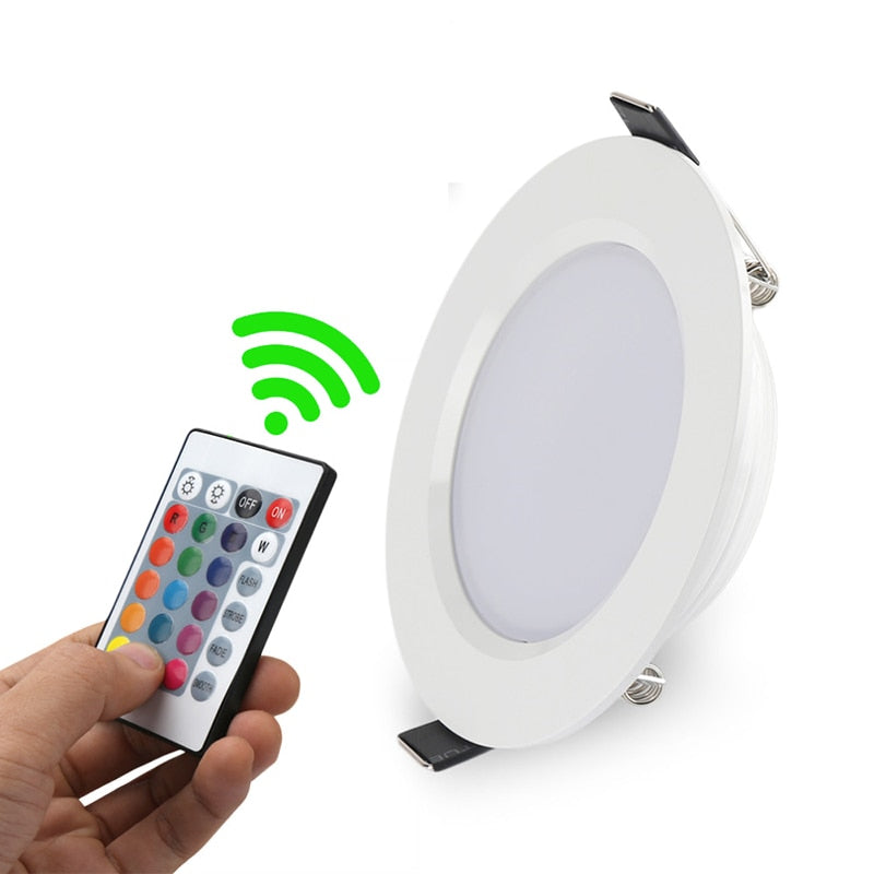 Ultrathin 24 Colors 3W 10W LED RGB Ceiling Light AC85-265V LED Panel Down Light Lamps Round Shape with Remote Control