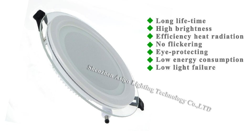 Dimmable LED  Panel Downlight 6W 12W 18W 20 pcs Round glass ceiling recessed lights SMD 5730 Warm Cold White led Light AC85-265V