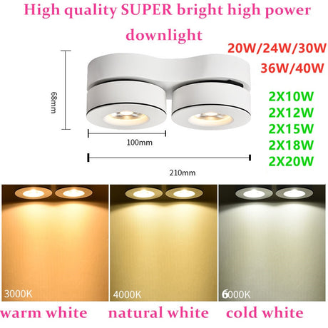 2021 New Style High quality Super Bright Dimmable Surface Mounted LED Downlight 20W 24W 30W 36W 40W COB LED Ceiling Lamp Spot Lights