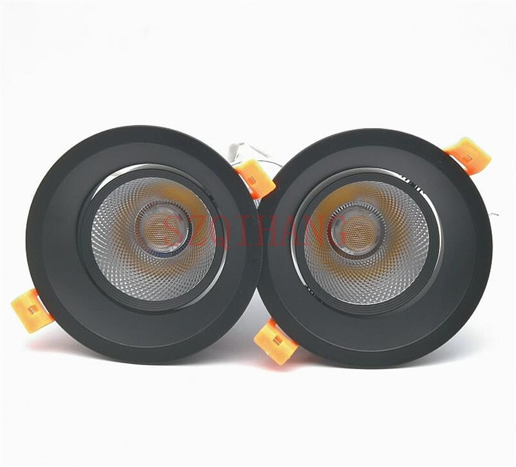 High Quality Black COB LED Downlight 10W/15W/25W AC240 220V 110V Aluminum downlight Indoor Ceiling Round Recessed Spot Lighting